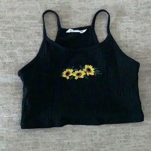 Black with sunflowers